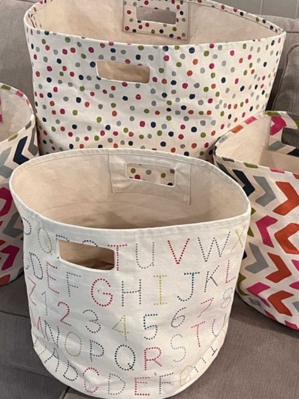 Alphabet & Dot Canvas Storage Basket - Multi-Color